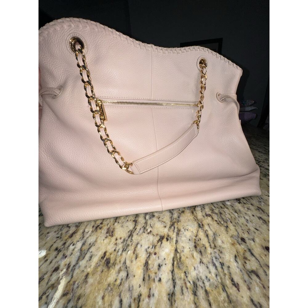 Tory Burch Marion Slouchy Tote Blush Pebbled Leather Chain Shoulder Bag LargeEUC - Picture 15 of 16